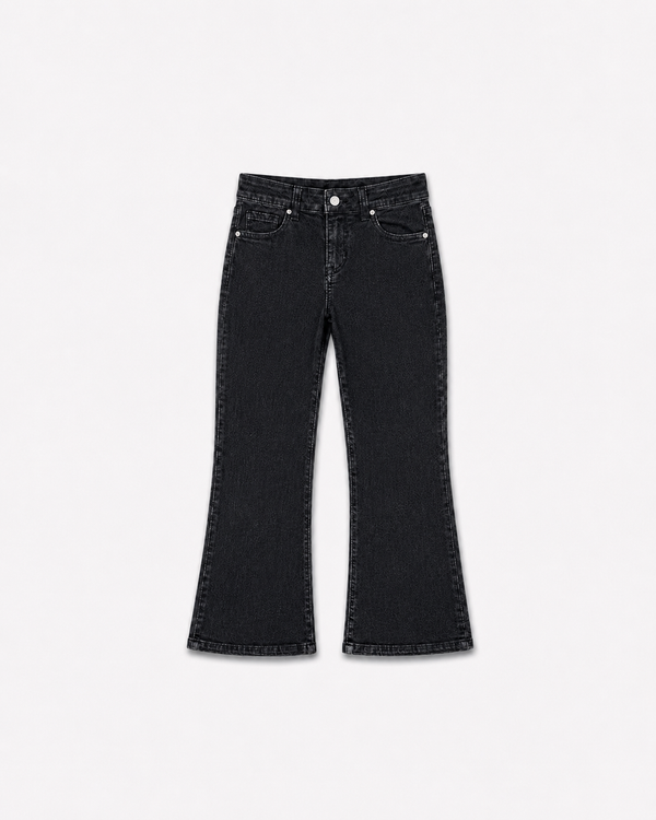 WIDE-LEG DENIM JEANS(EBONY BLACK)