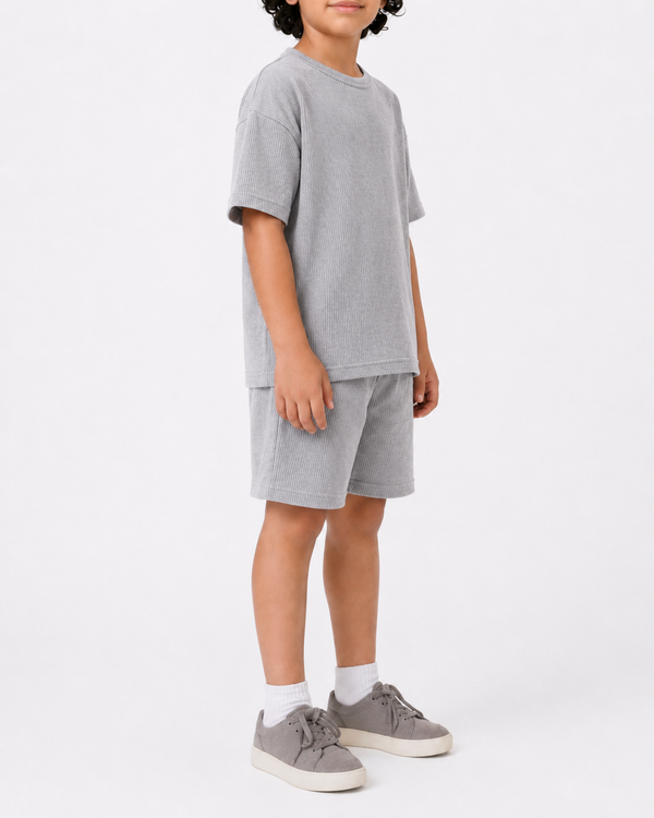 Waffle knit Co-ord Set(Stone Grey)