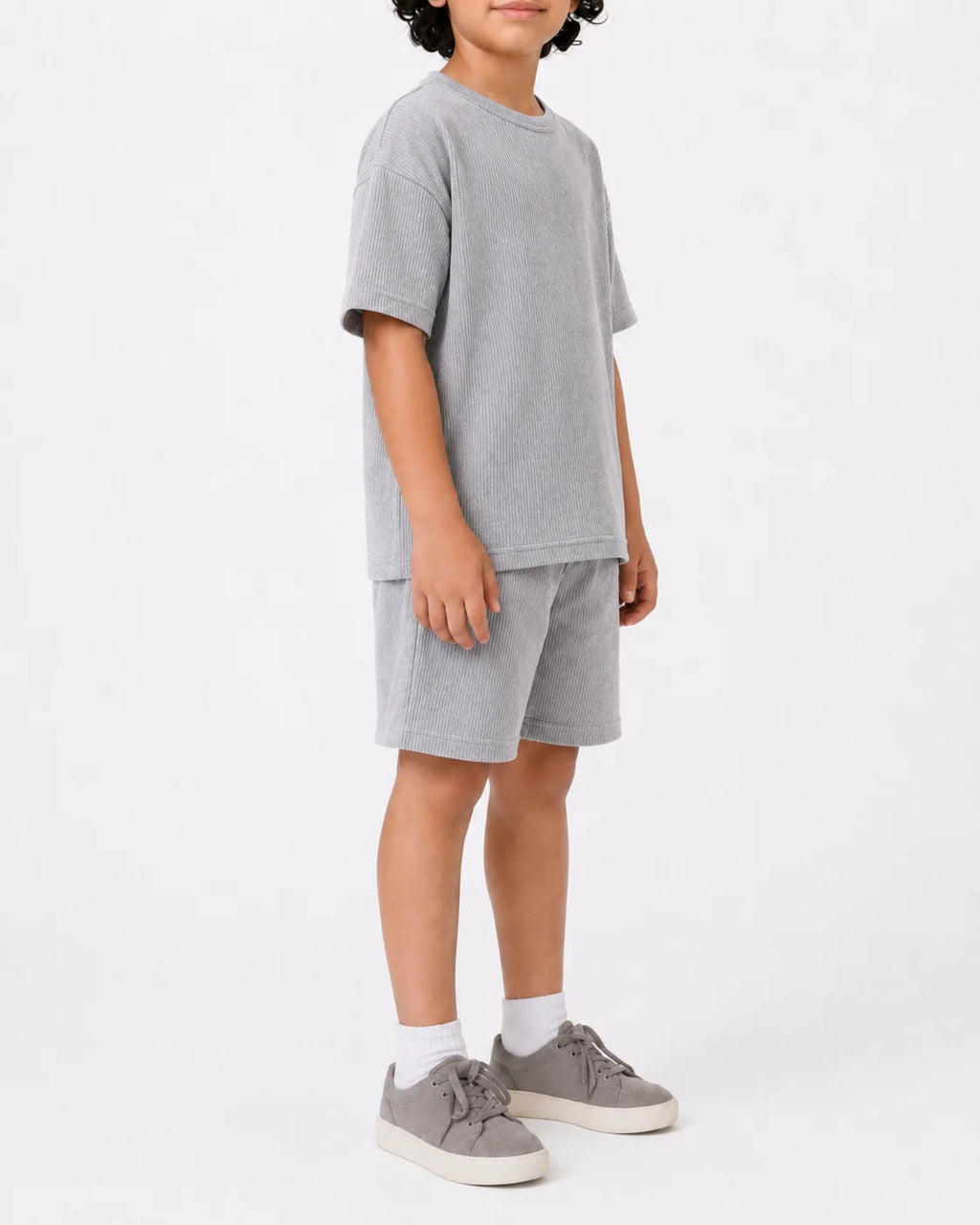 Waffle knit Co-ord Set(Stone Grey)
