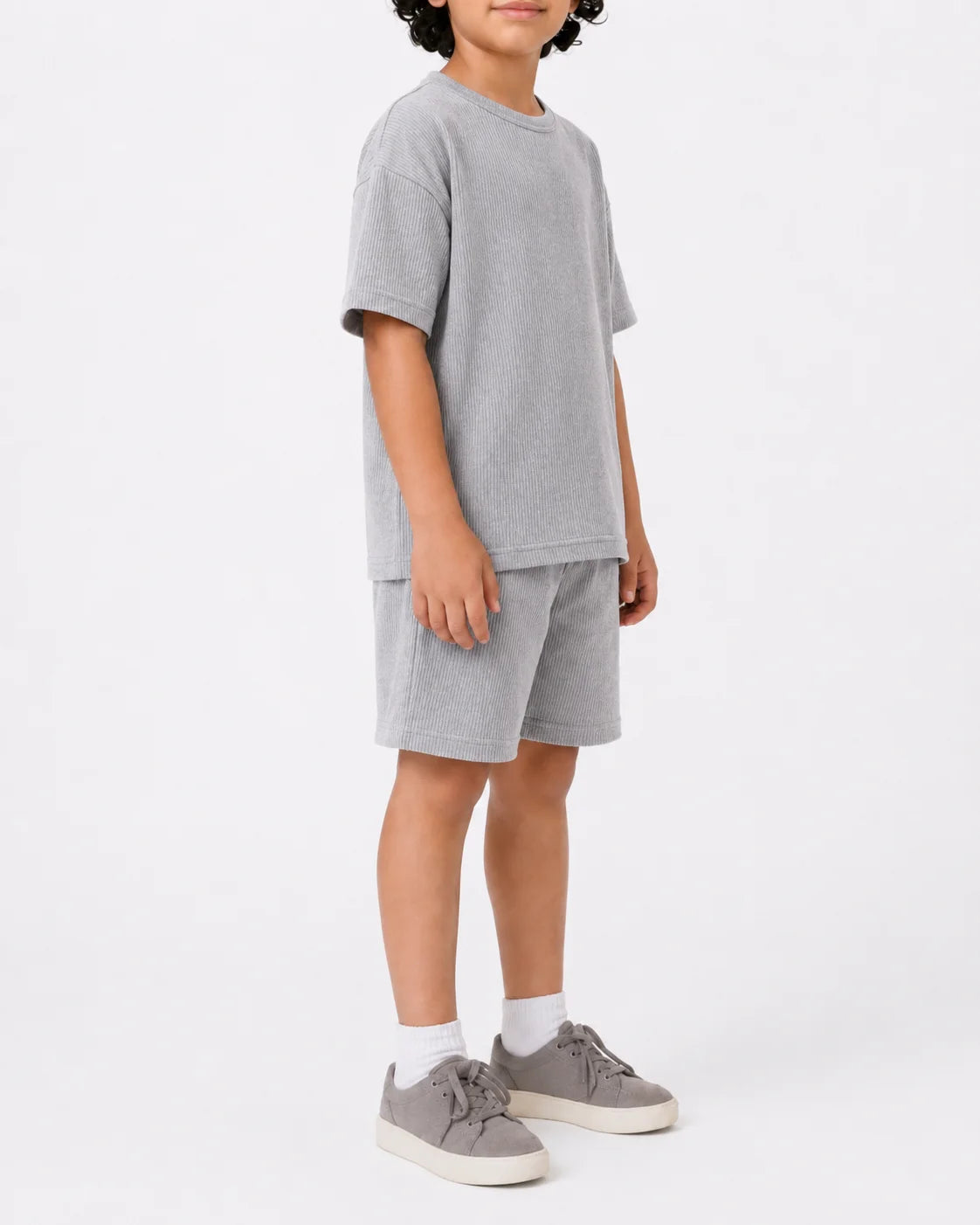 Waffle knit Co-ord Set(Stone Grey)