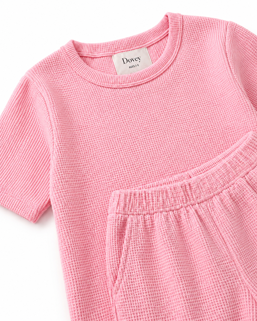 Waffle knit Co-ord Set(Baby Pink)