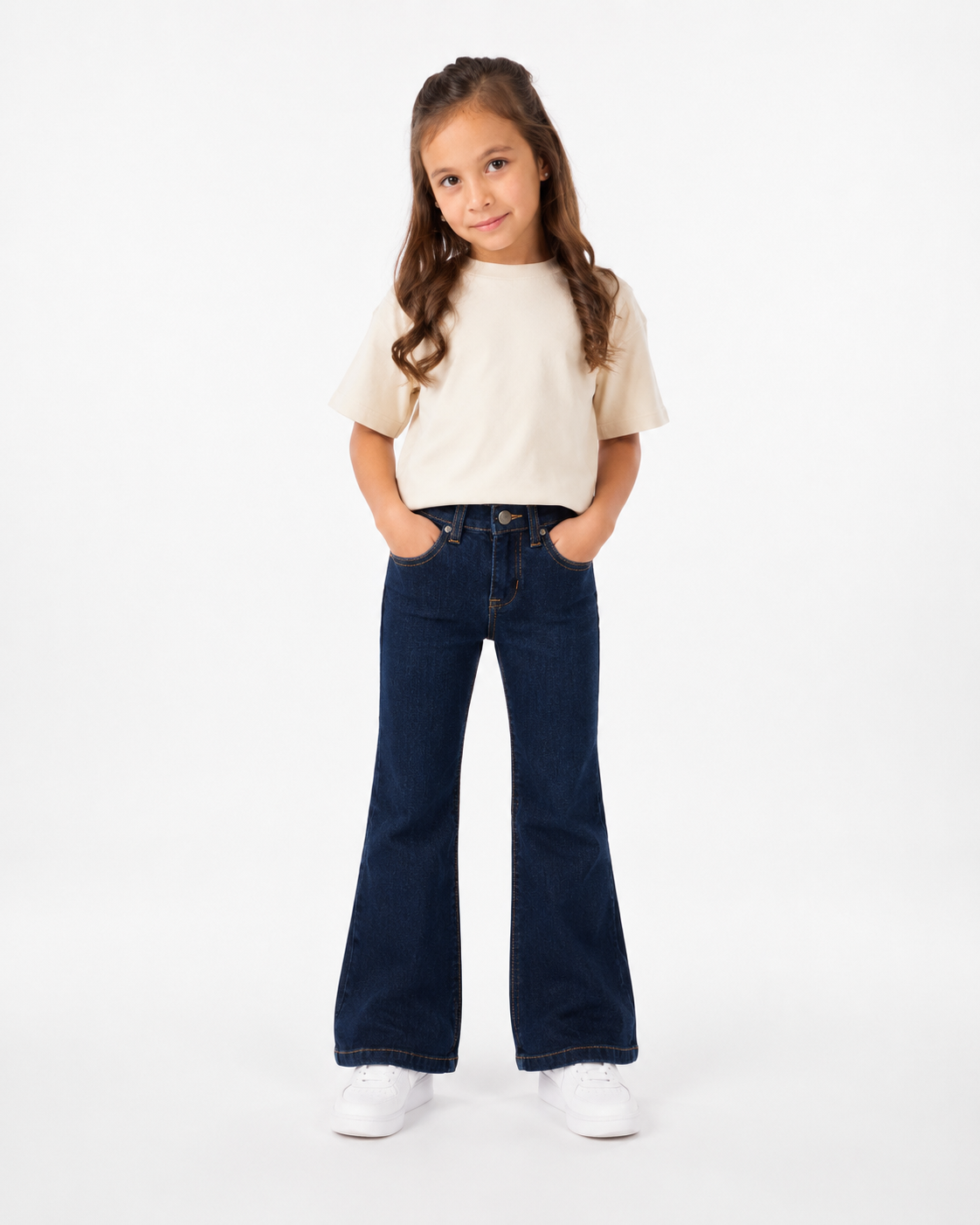 Girls Boot Cut Denim Jeans(MIDNIGHT BLUE)