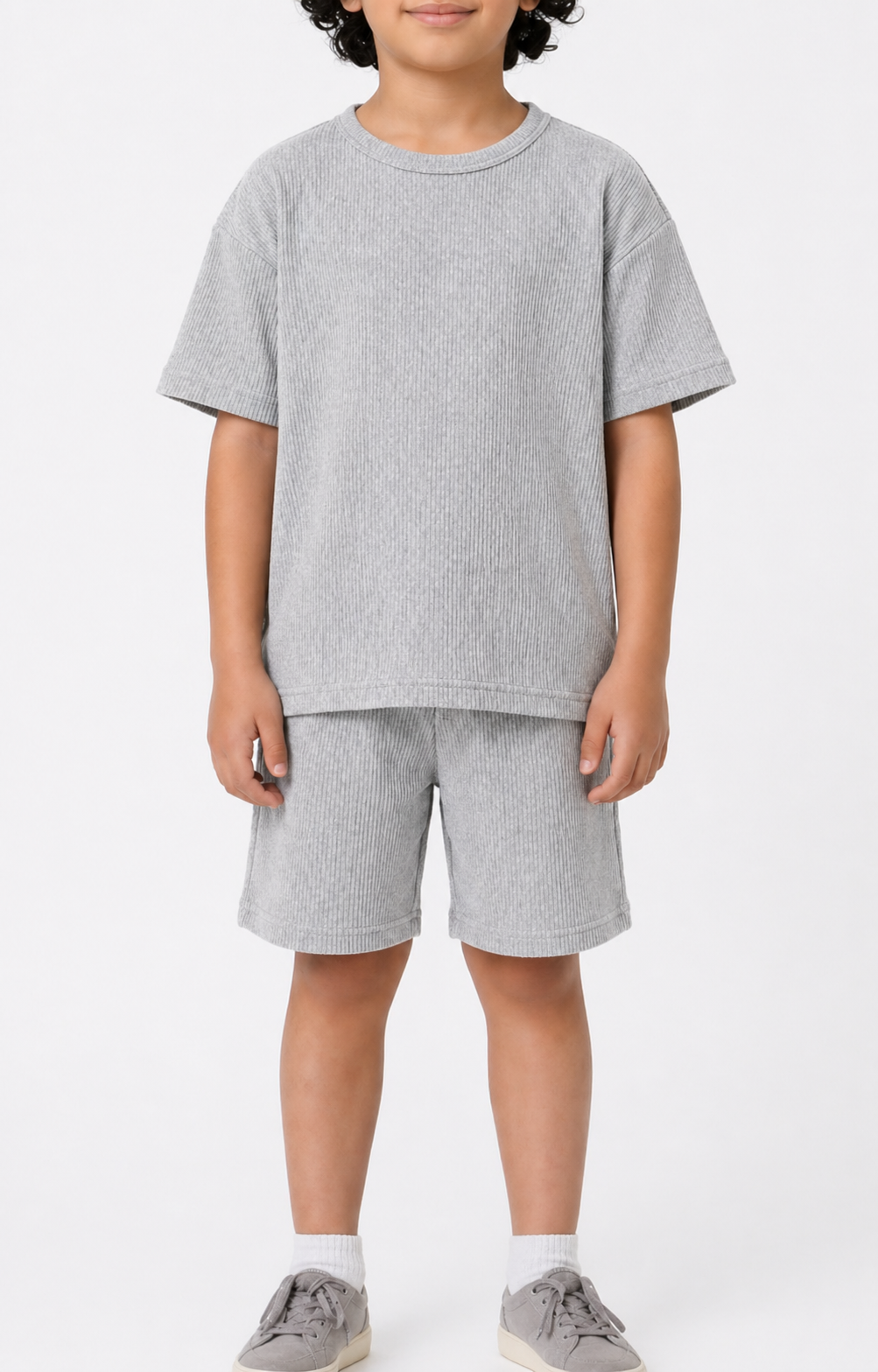 Waffle knit Co-ord Set(Stone Grey)
