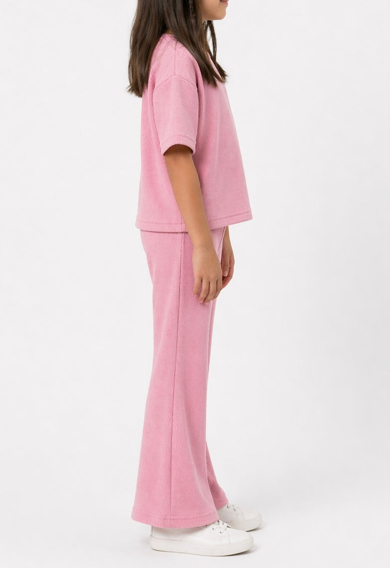 Waffle knit Co-ord Set(Baby Pink)