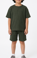 Waffle knit Co-ord Set(Oak Green)