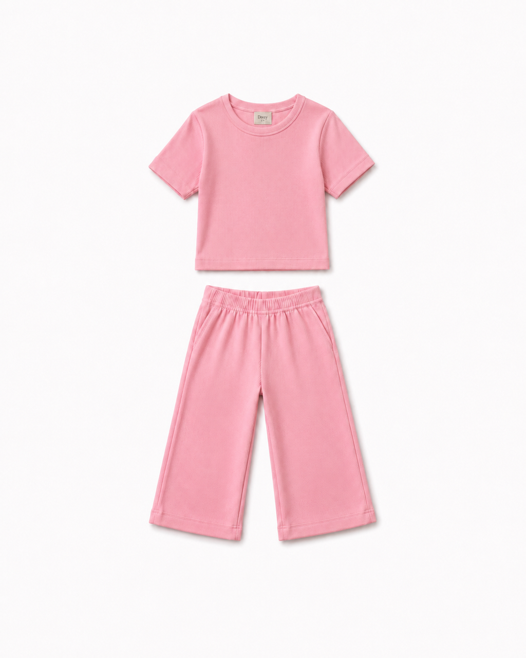 Waffle knit Co-ord Set(Baby Pink)
