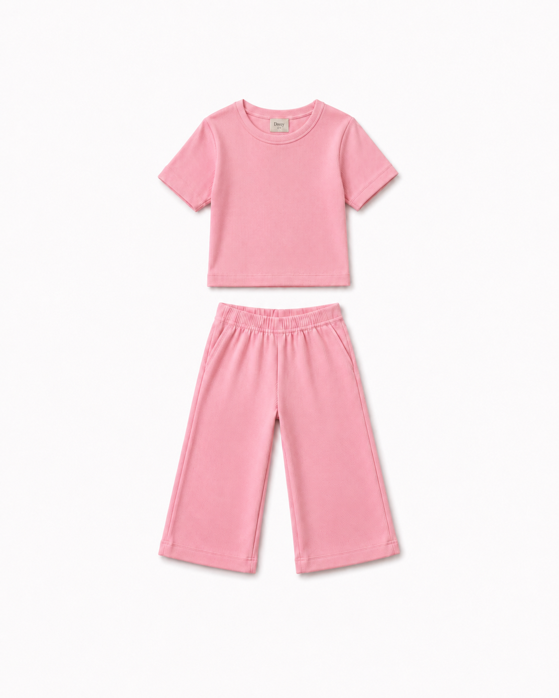Waffle knit Co-ord Set(Baby Pink)