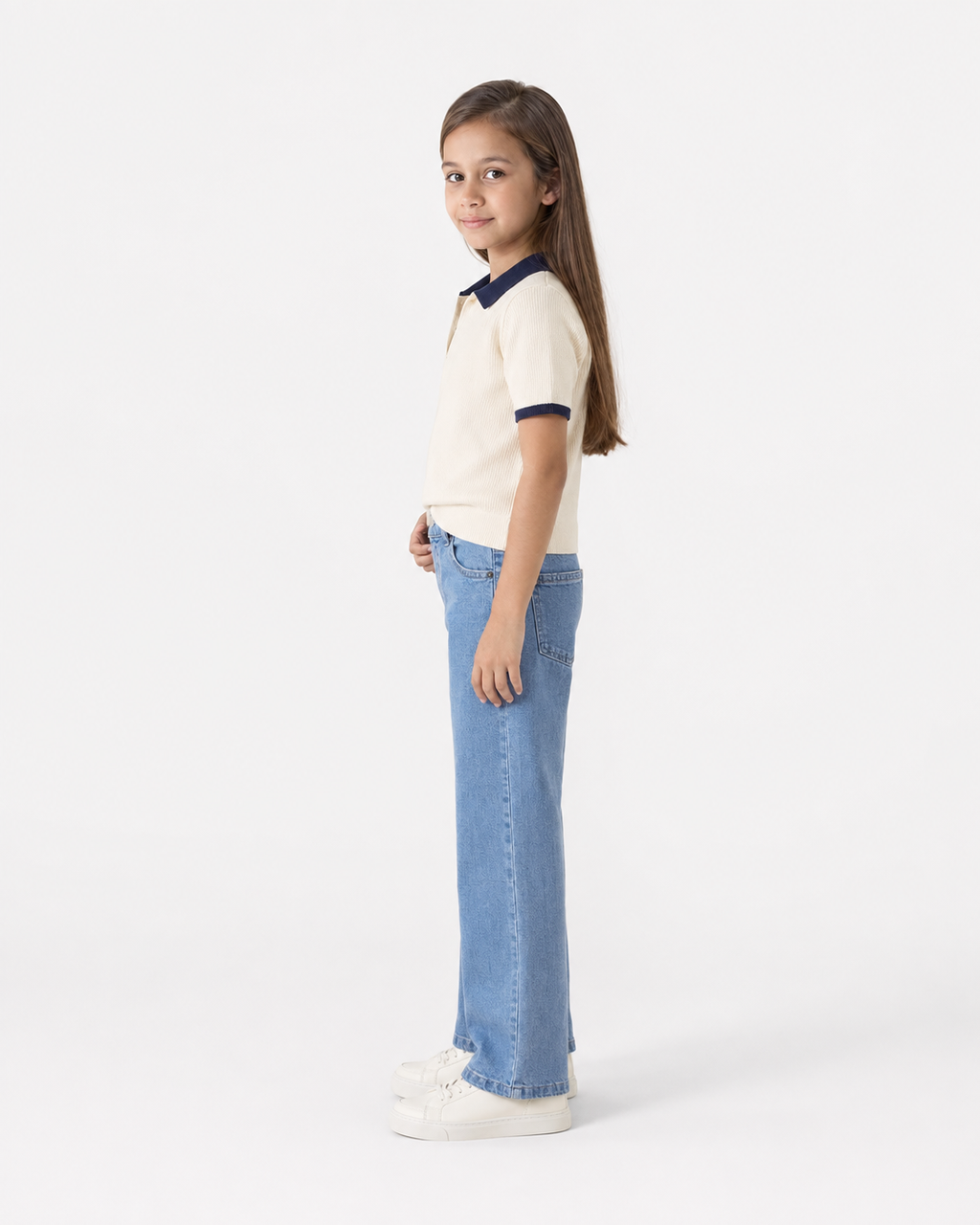 Girls Relaxed Straight Fit Jeans(Sky blue)