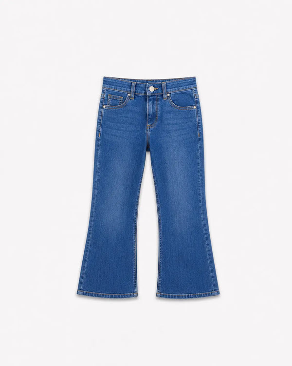wide leg denim jeans for girls ages 2-8, comfortable premium denim pants for little girls.