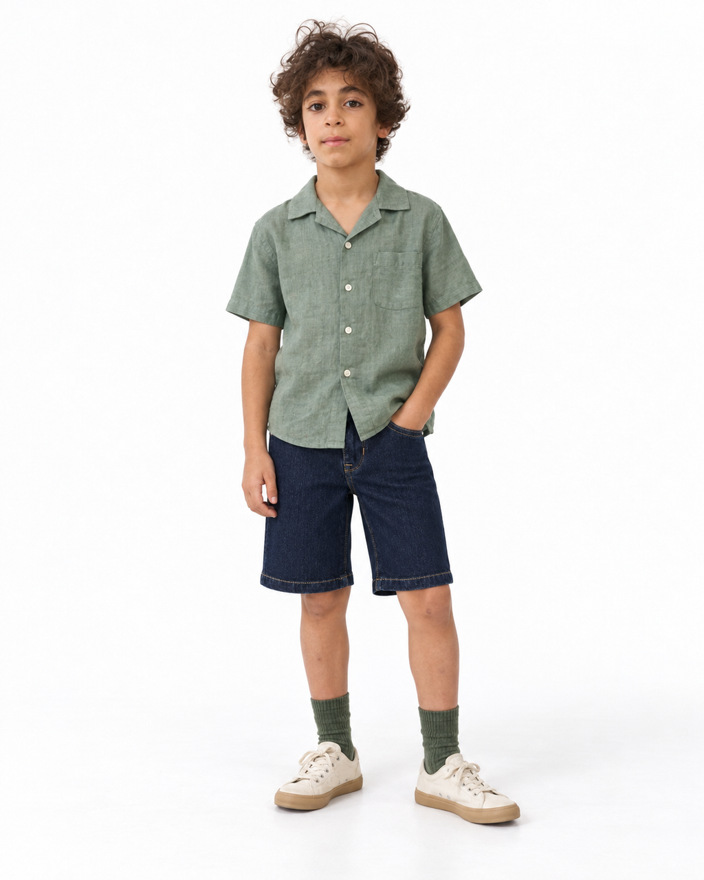 Boys Allover denim shorts(Midnight indigo)