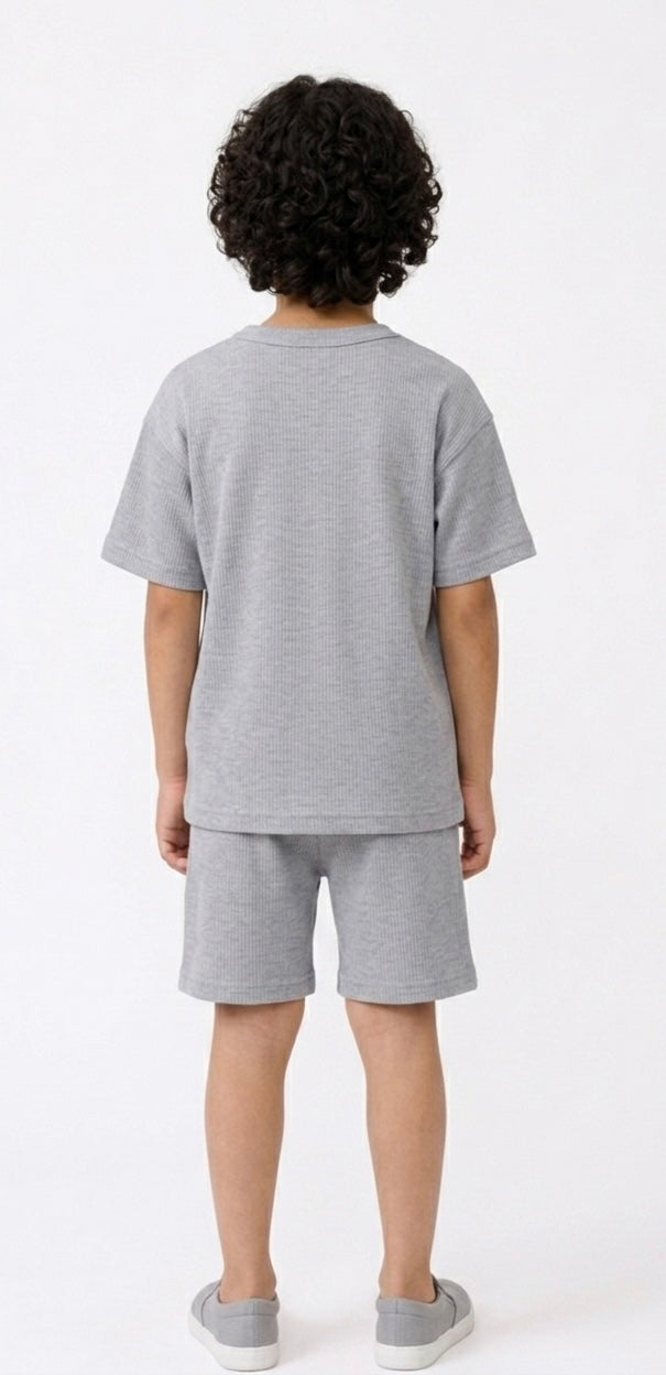 Waffle knit Co-ord Set(Stone Grey)