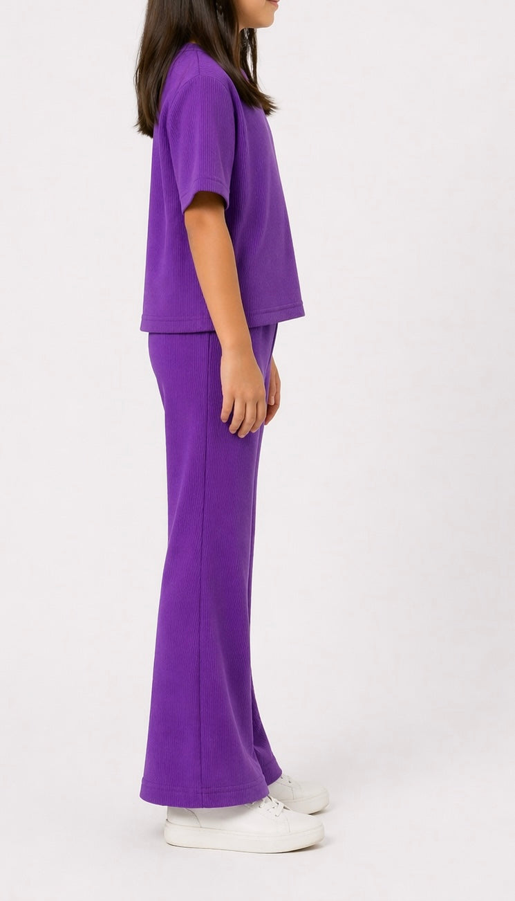 Waffle knit Co-ord Set(Lavendar Dusk)