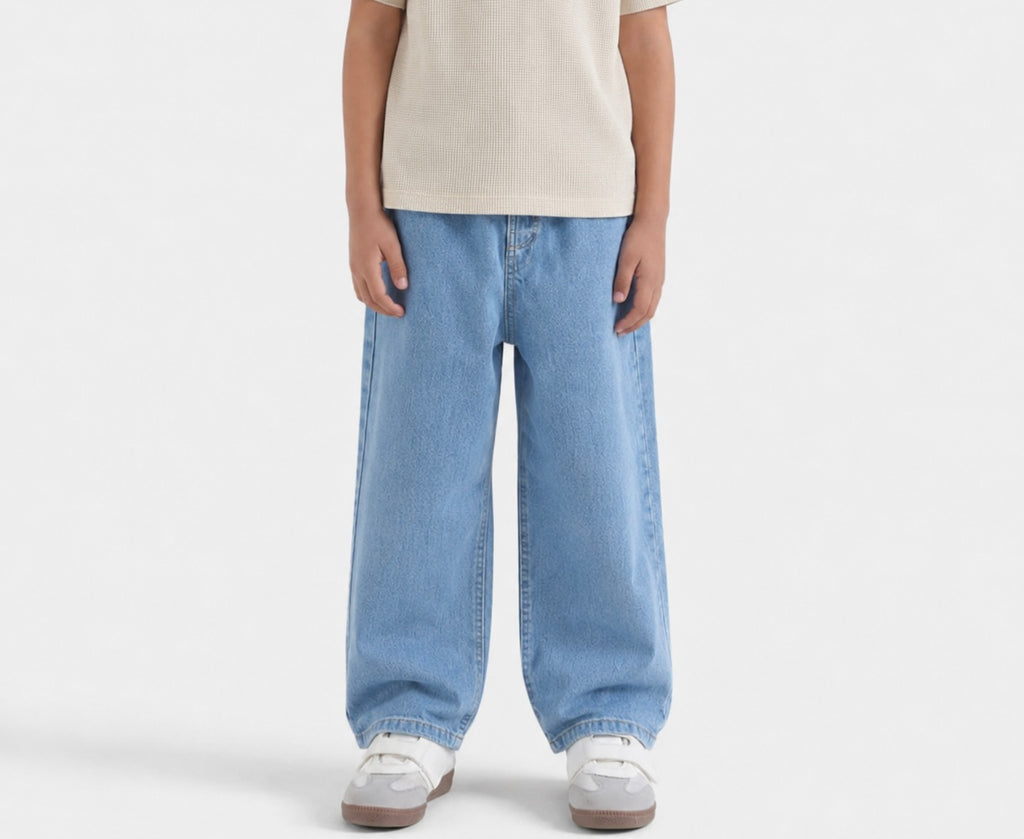 Relaxed Straight Fit Jeans(Sky blue)