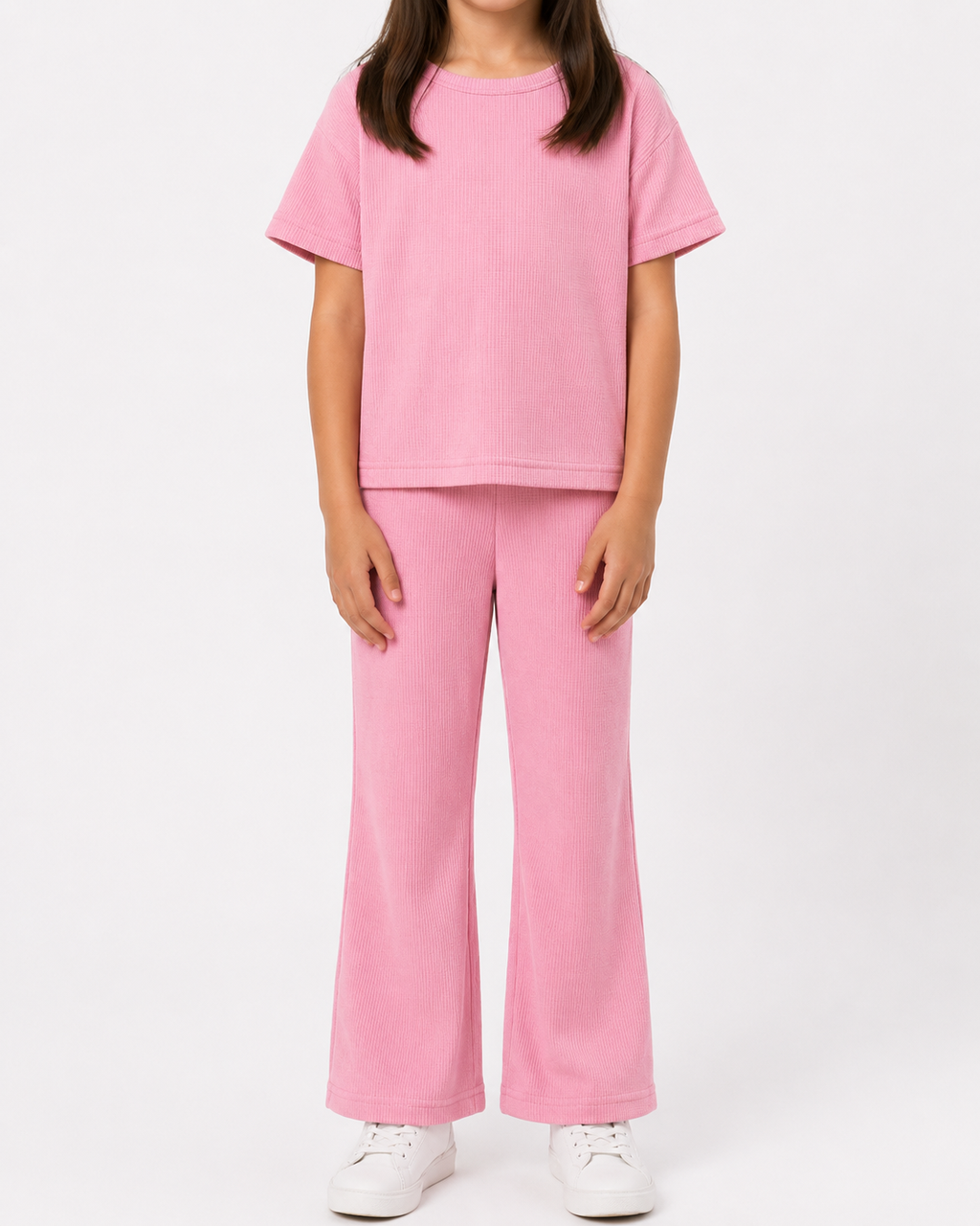 Waffle knit Co-ord Set(Baby Pink)