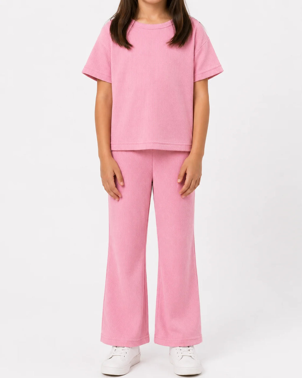 Waffle knit Co-ord Set(Baby Pink)