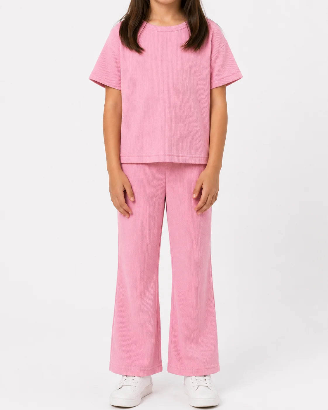 Waffle knit Co-ord Set(Baby Pink)
