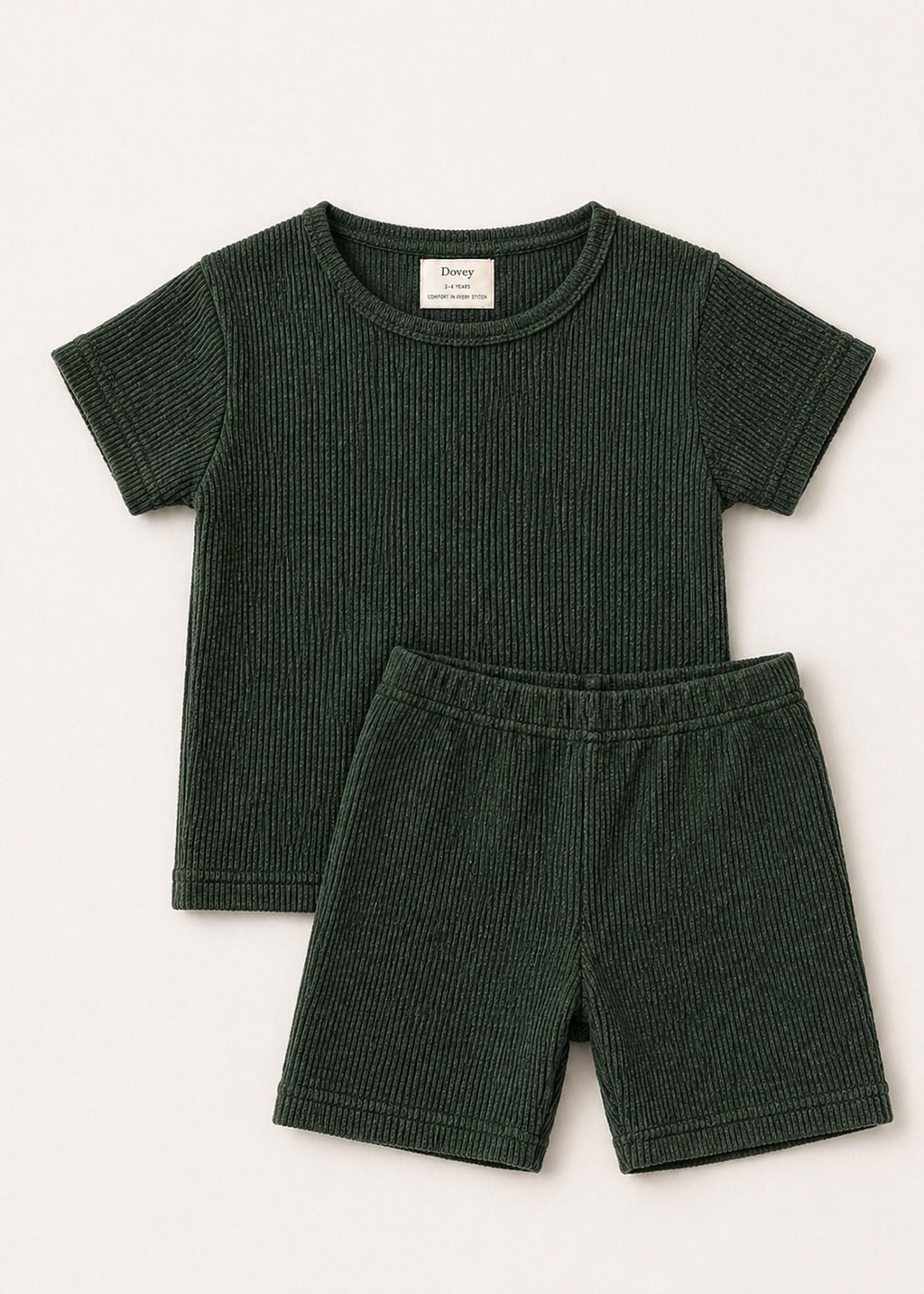 Waffle knit Co-ord Set(Oak Green)