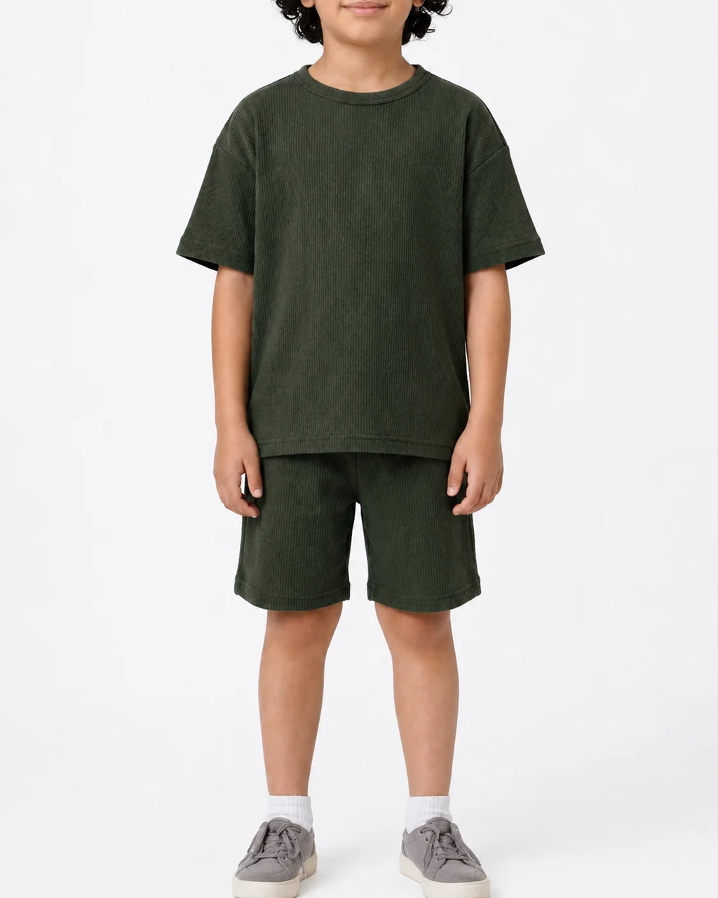 Waffle knit Co-ord Set(Oak Green)