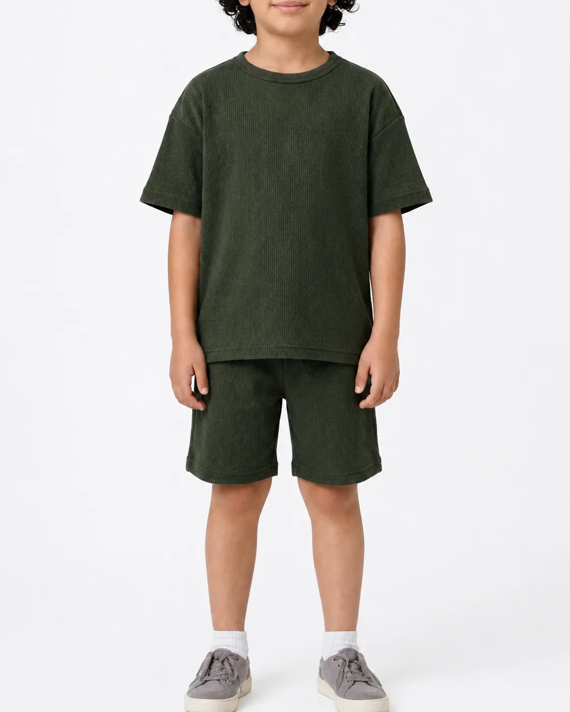 Waffle knit Co-ord Set(Oak Green)
