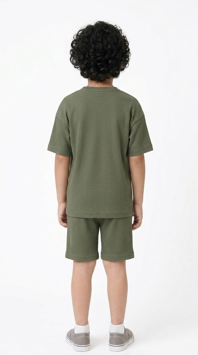 Waffle knit Co-ord Set(Oak Green)