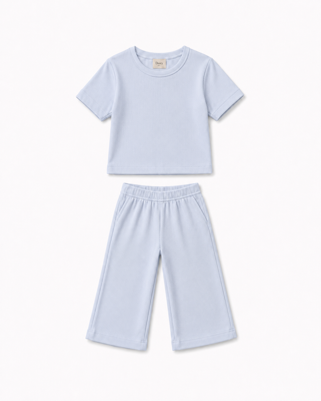 Waffle knit Co-ord Set(Cloud Blue)Extra shine