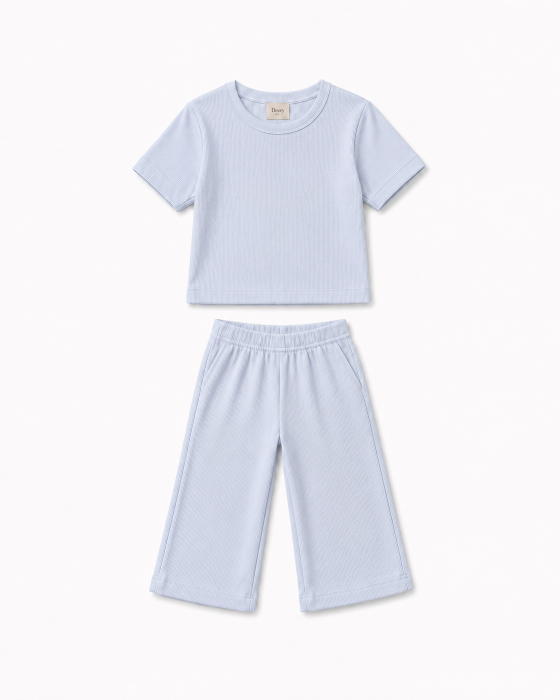 Waffle knit Co-ord Set(Cloud Blue)Extra shine