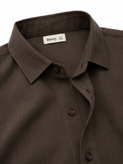Linen Cotton Button Down Shirt(Walnut Brown)