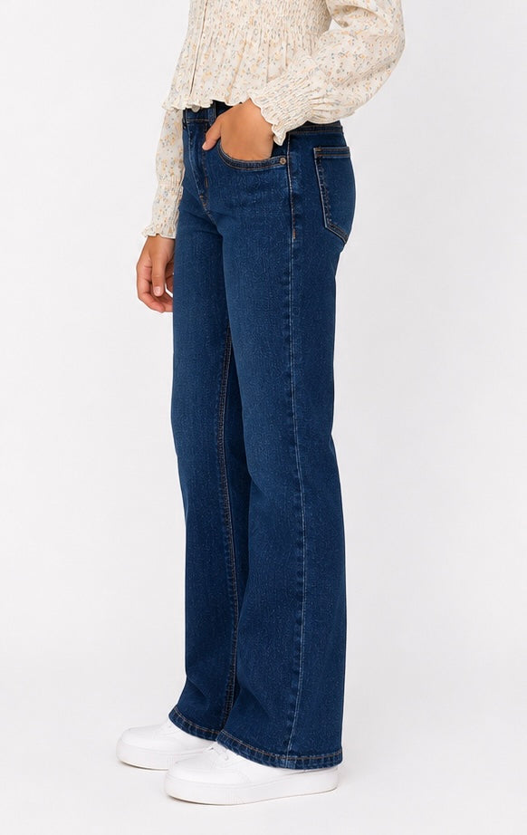 WIDE-LEG DENIM JEANS(MIDNIGHT BLUE)