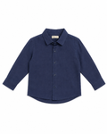 Linen Cotton Button Down Shirt(Ocean Navy)