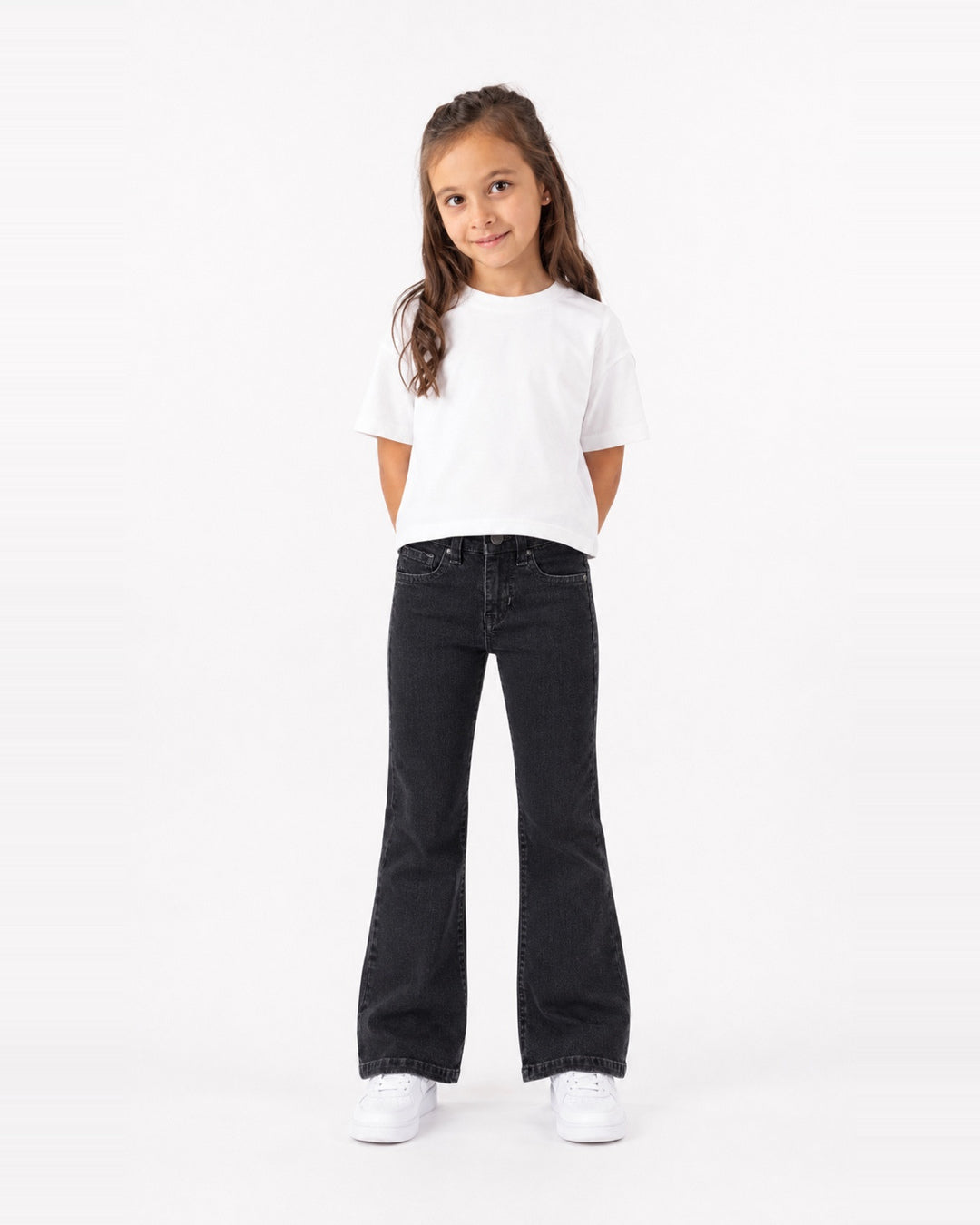 Girls Boot Cut Denim Jeans(EBONY BLACK)