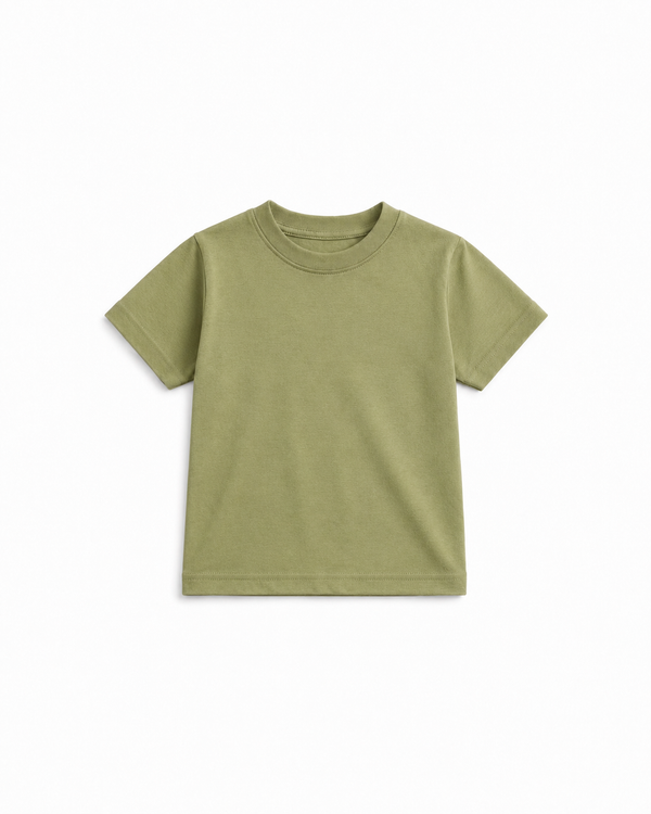 Cotton drop shoulder T shirt(Muted olive)