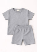 Waffle knit Co-ord Set(Stone Grey)