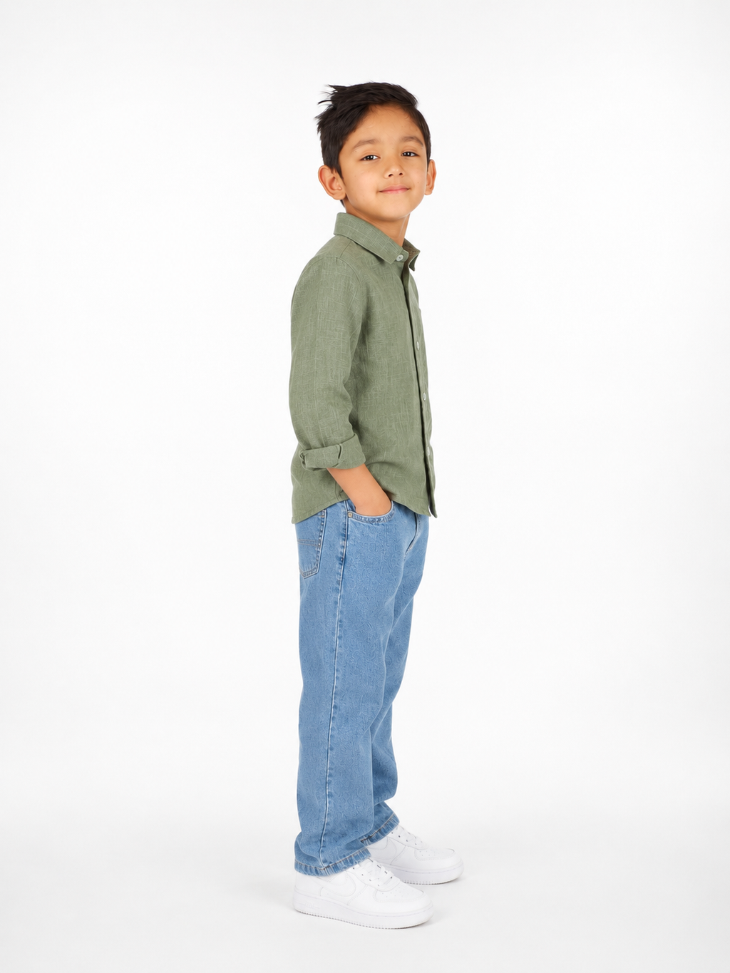 Linen Cotton Button Down Shirt(Sage Green)