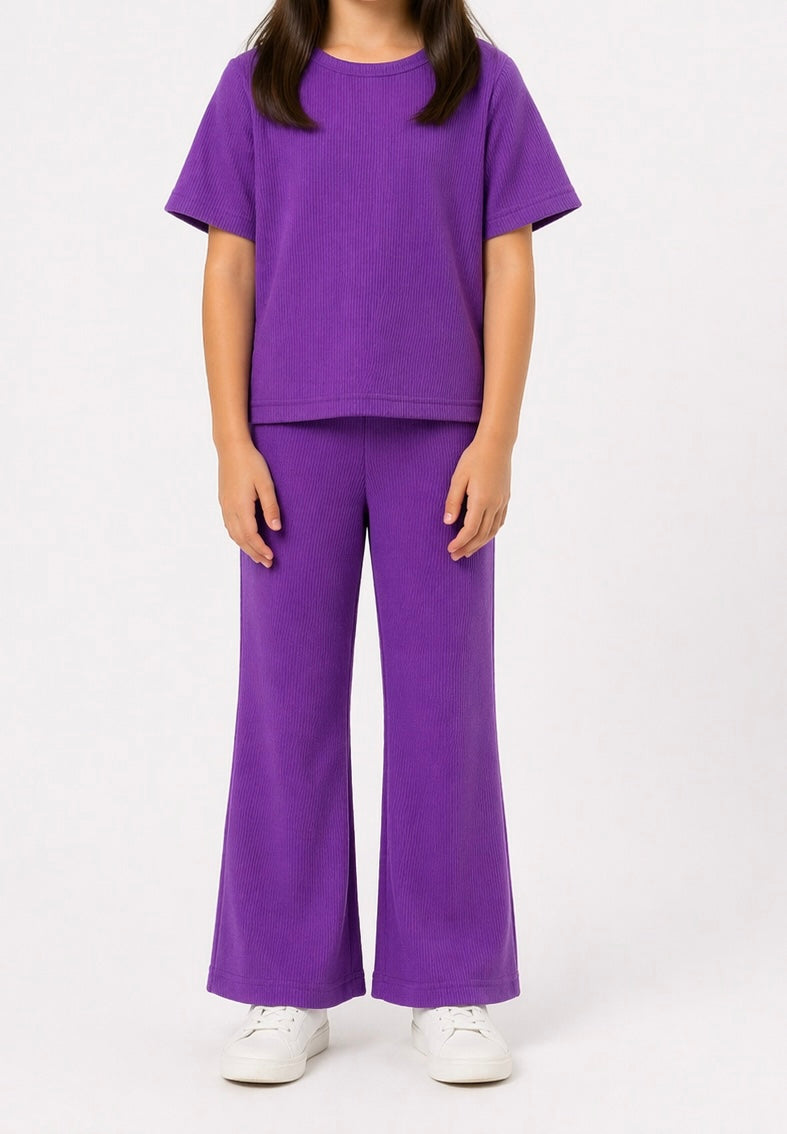 Waffle knit Co-ord Set(Lavendar Dusk)