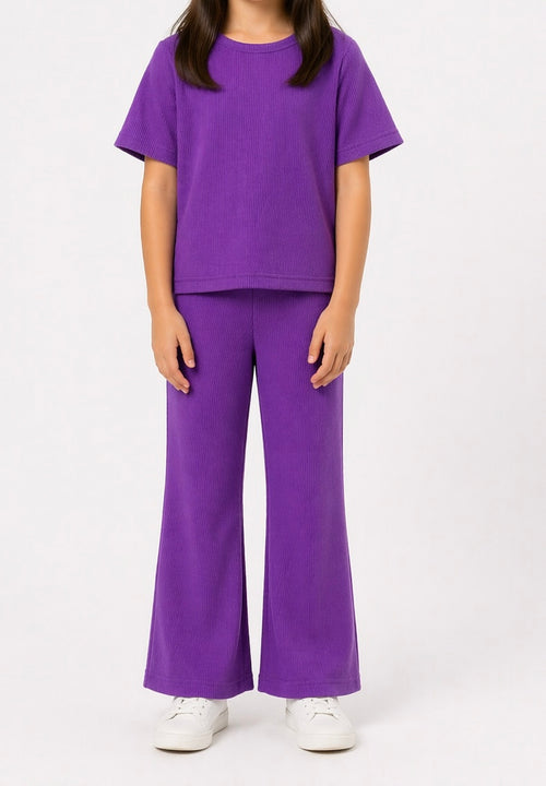 Waffle knit Co-ord Set(Lavendar Dusk)