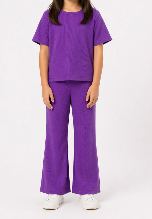 Waffle knit Co-ord Set(Lavendar Dusk)