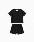 Waffle Knit Co-ord Set(Midnight Black)