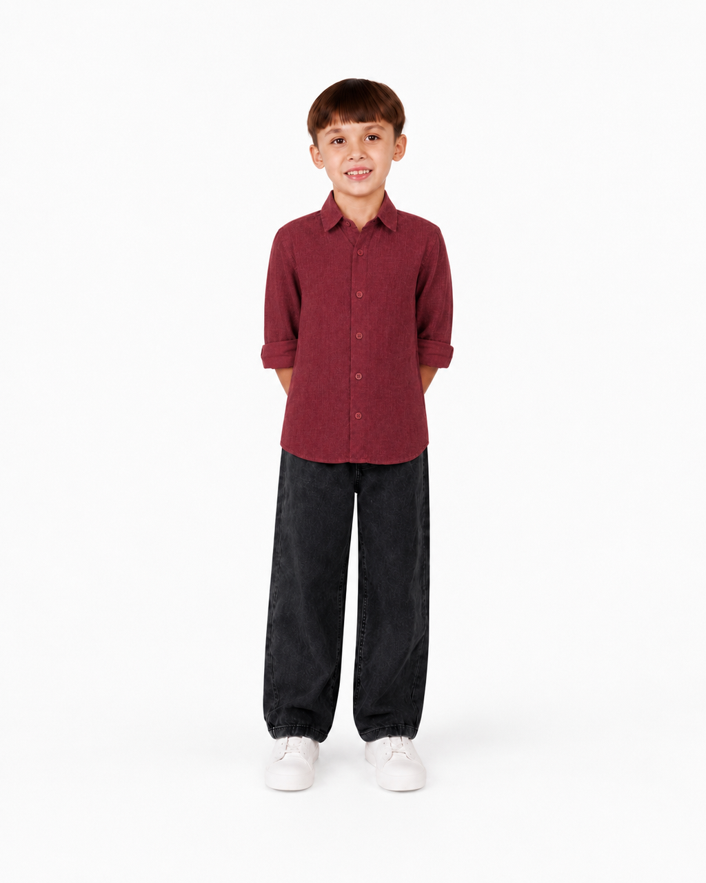 Linen Cotton Button Down
Shirt(Vintage Burgundy )