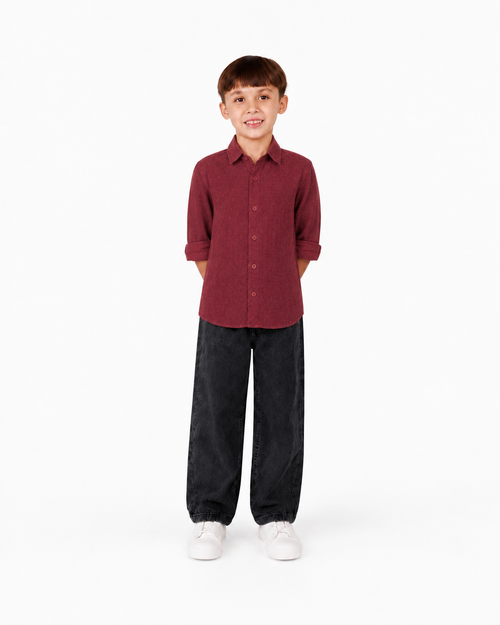 Linen Cotton Button Down
Shirt(Vintage Burgundy )