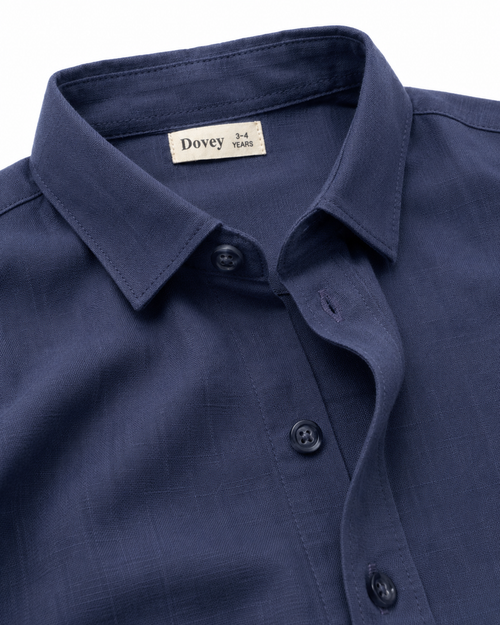 Linen Cotton Button Down Shirt(Ocean Navy)