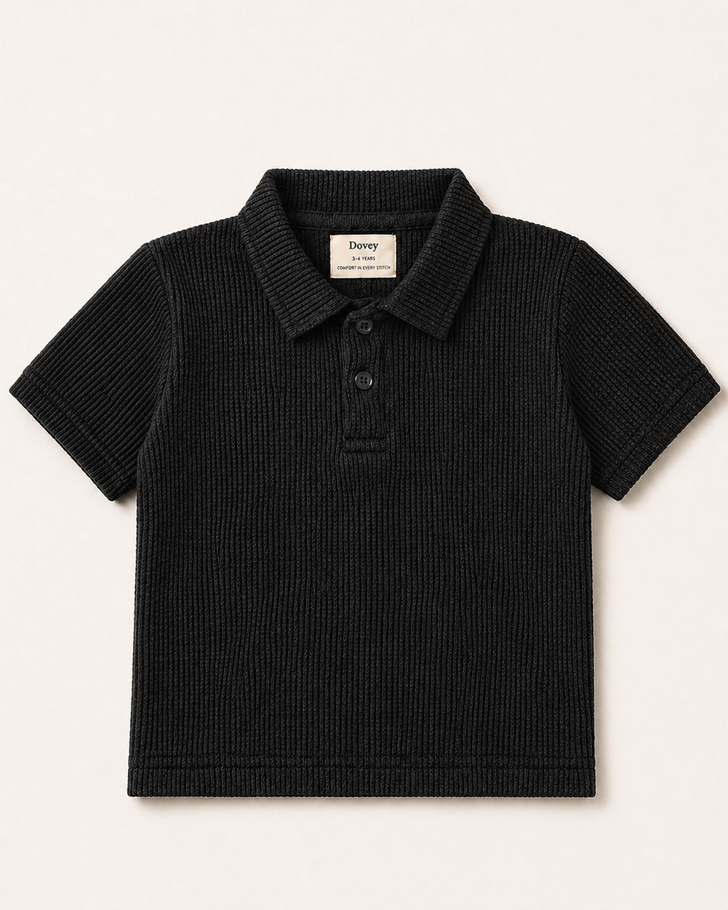 Waffle Knit Polo(Midnight Black)