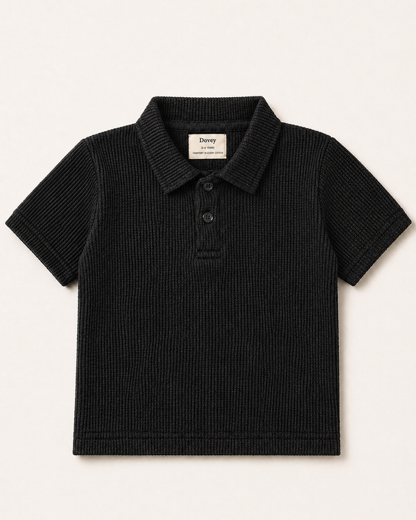 Waffle Knit Polo(Midnight Black)