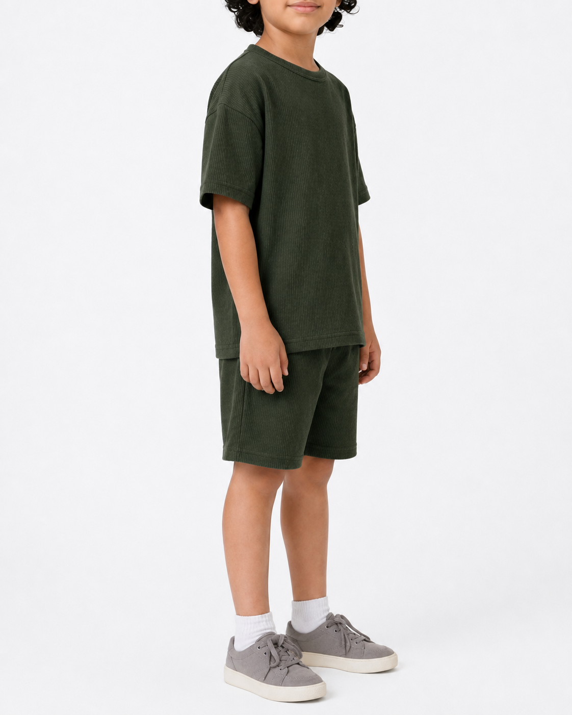Waffle knit Co-ord Set(Oak Green)