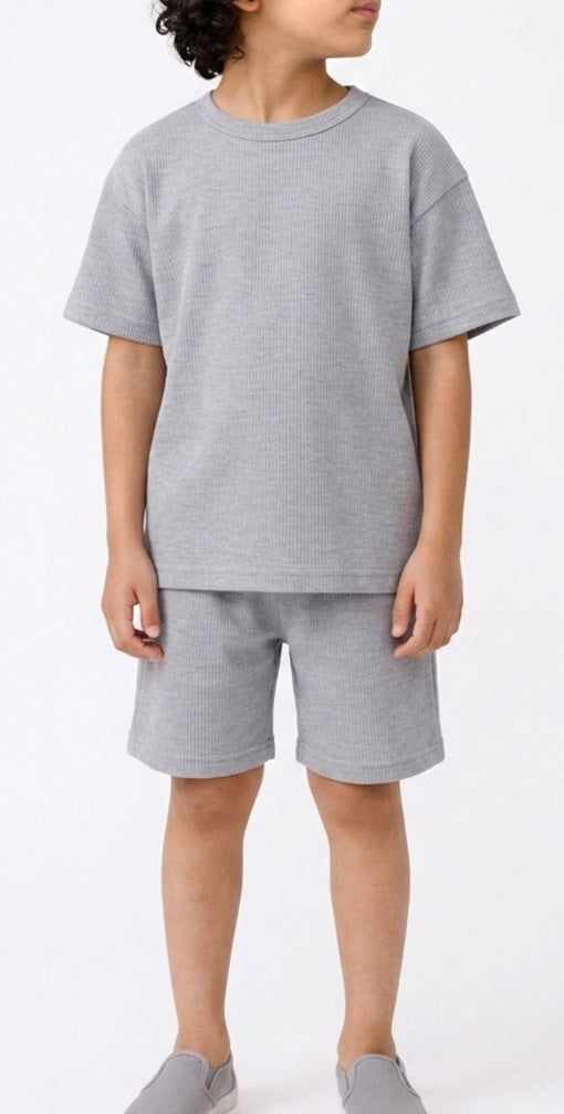 Waffle knit Co-ord Set(Stone Grey)