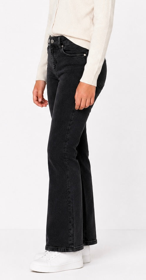 WIDE-LEG DENIM JEANS(EBONY BLACK)