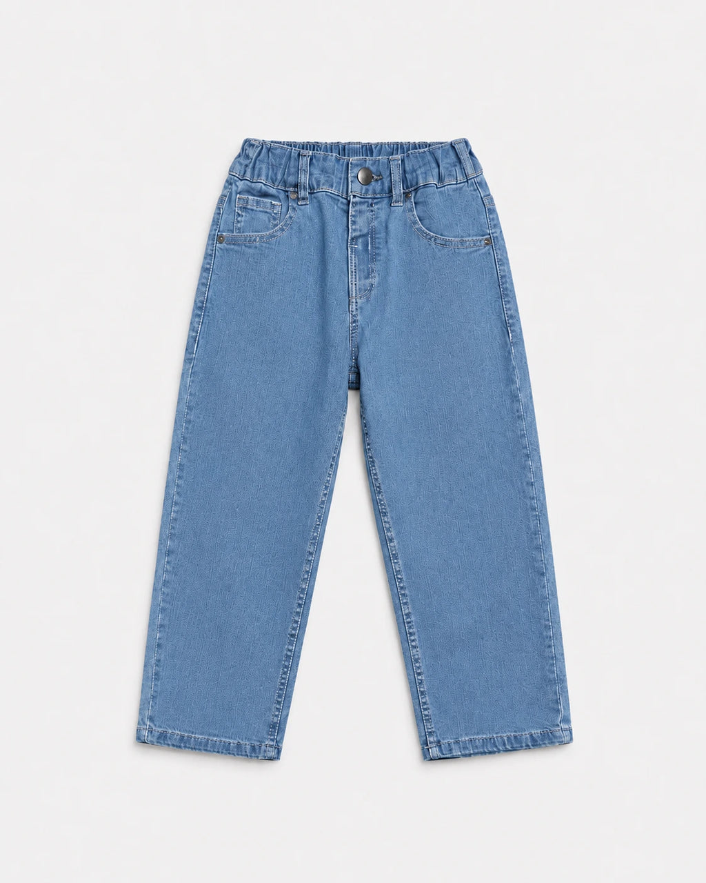 Kids denim jeans, straight fit jeans for kids, relaxed fit denim pants for children with elastic waistband. Comfortable and durable kids jeans designed for everyday wear, playtime, casual outings, and all-day comfort. Premium children's denim jeans with a classic fit and timeless style.