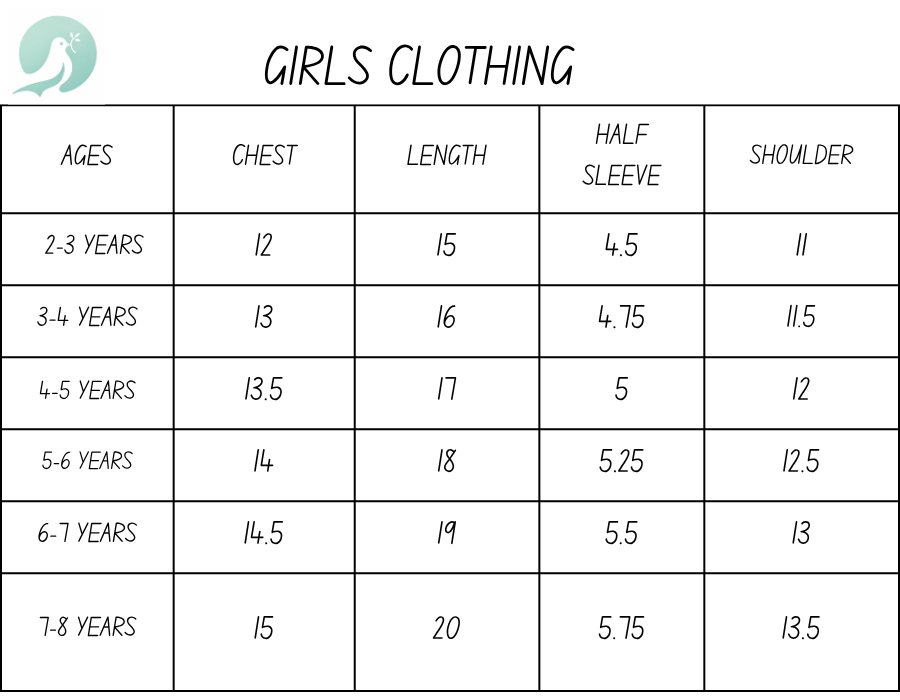 Girls Clothing Size Chart