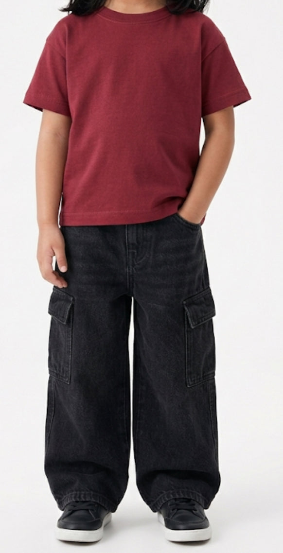 Cotton drop shoulder T shirt(Terra Maroon)