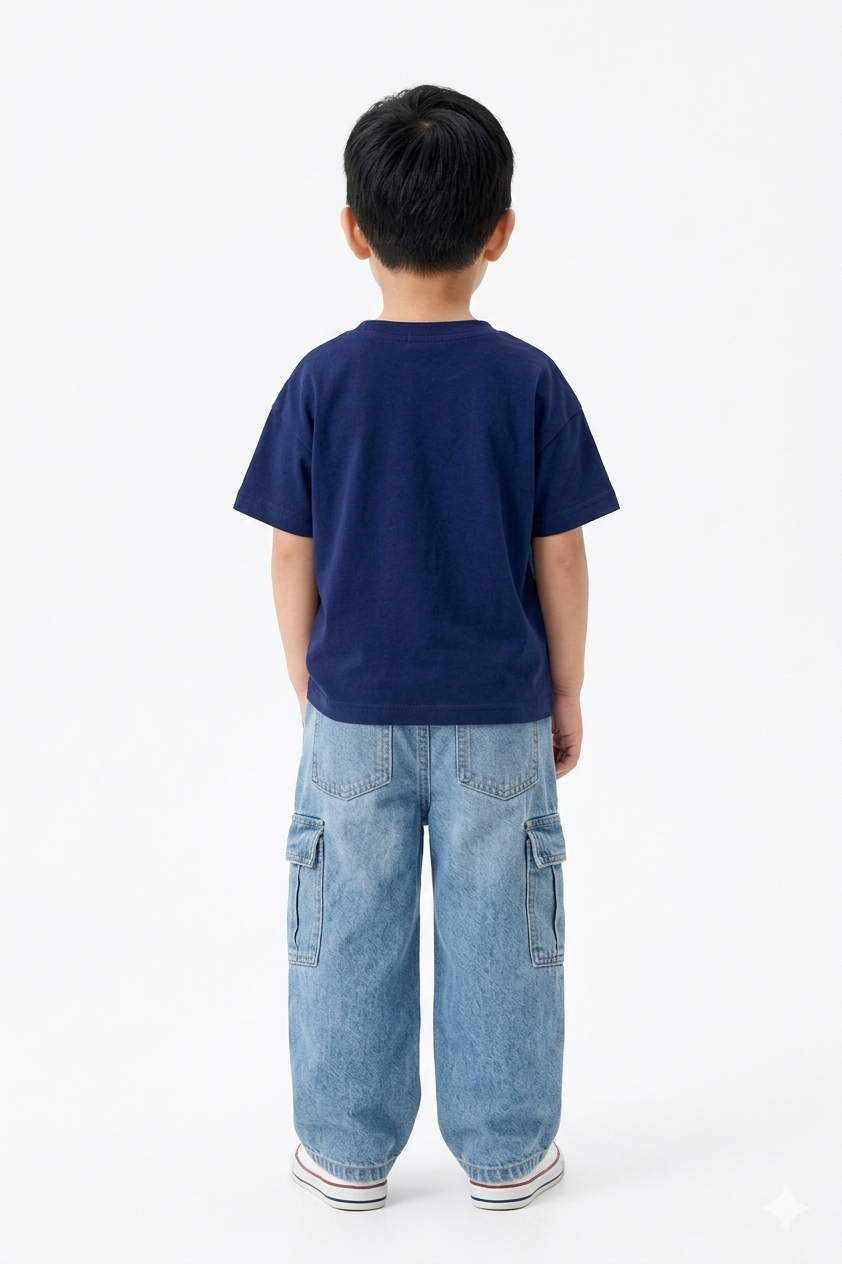Cotton drop shoulder T shirt(Abyss Navy)