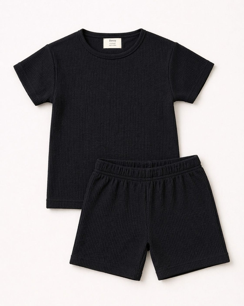 Waffle Knit Co-ord Set(Midnight Black)
